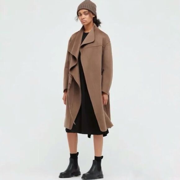 Uniqlo + J Jil Sanders Cashmere Wool Blend Collarless Coat - Picture 4 of 7